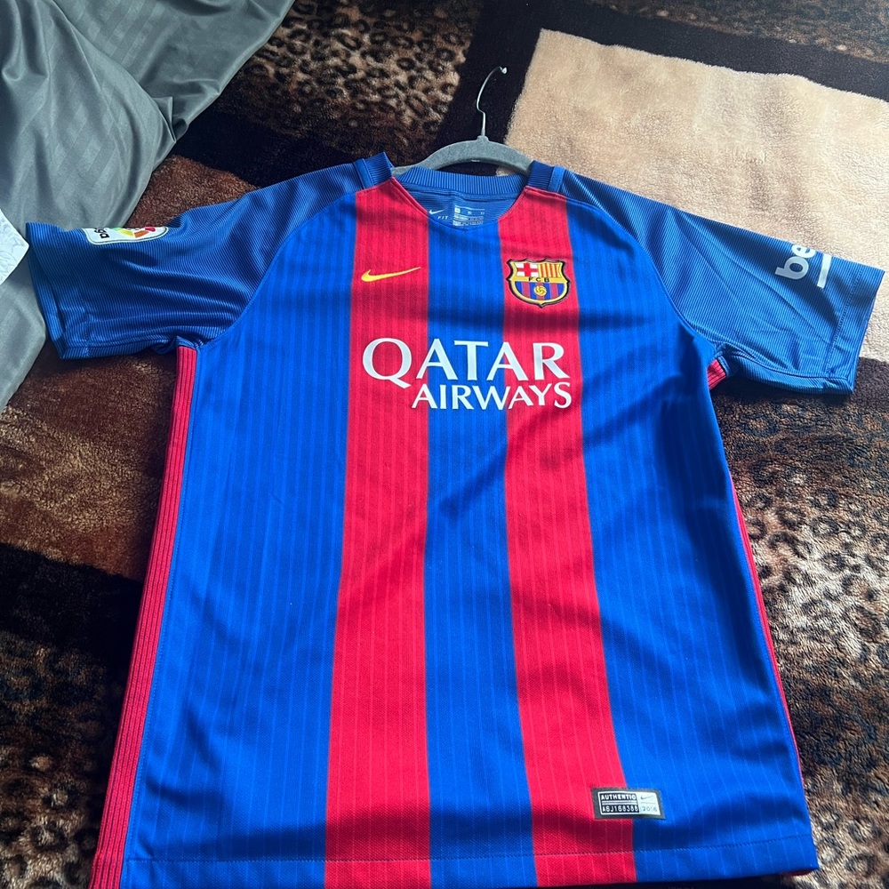 Nike Blue & Red Striped Soccer Jersey